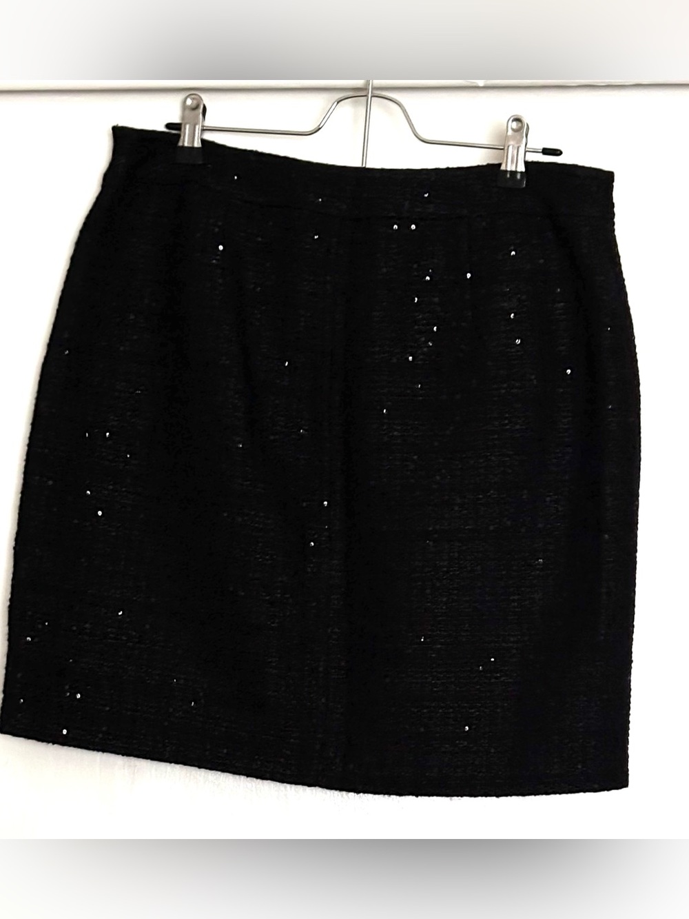 Anne Klein Black Sequined Tweed Mini Pencil Skirt Size 10 NWT - Picture 3 of 6